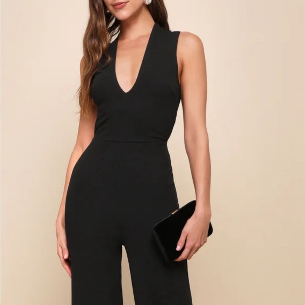 Lulus Thinking Out Loud Black Backless Jumpsuit